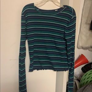 long sleeve stripped crop top